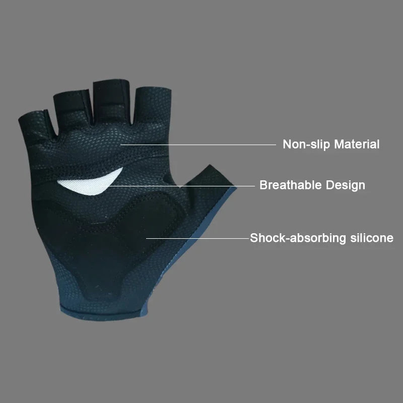 Pro Team Breathable Cycling Gloves, Anti Slip and Shock-absorbing Road Bike Gloves,Half Finger Bicycle Gloves for Men Women