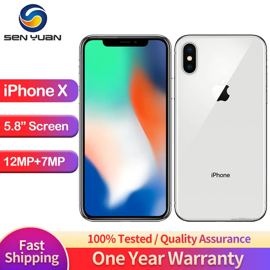 Apple iPhone X 64GB 256GB ROM 5.8" Original OLED Face ID A11 Hexa Core Unlocked 4G LTE Mobile Phone iPhone X