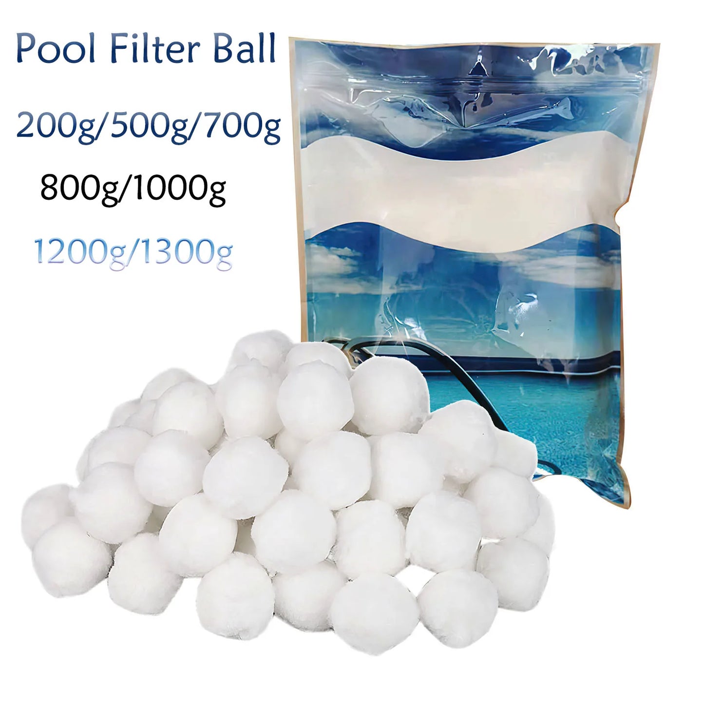 1 Pack 200-1300g Pool Filter Balls Cleaning Balls Water Purification Filter For Swimming Pool Hot Tub Cleaning Equipment