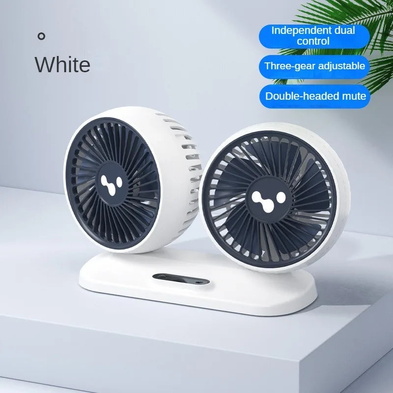 LEIBOO Car Fan Cooling Car Fan Dual Head USB Car Fan 3 Speeds Adjustable For Auto Cooler Air Fan Home Car Electrical Appliances