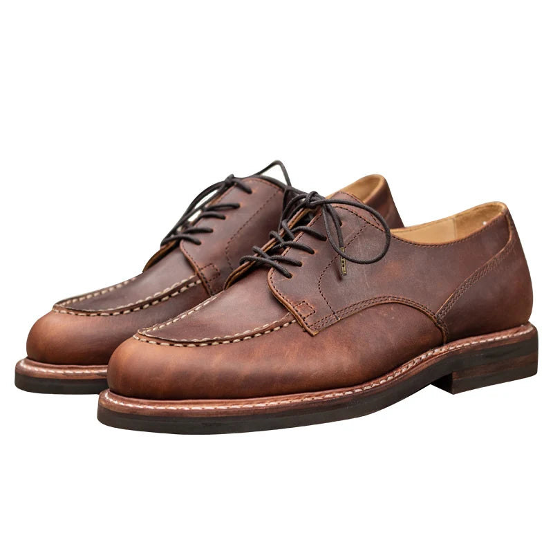 Official Design Derby Shoes Men Low-Top Goodyear-Welted Business Real Cow Leather Wings Shoes Dress Dress Wedding Men's Boots