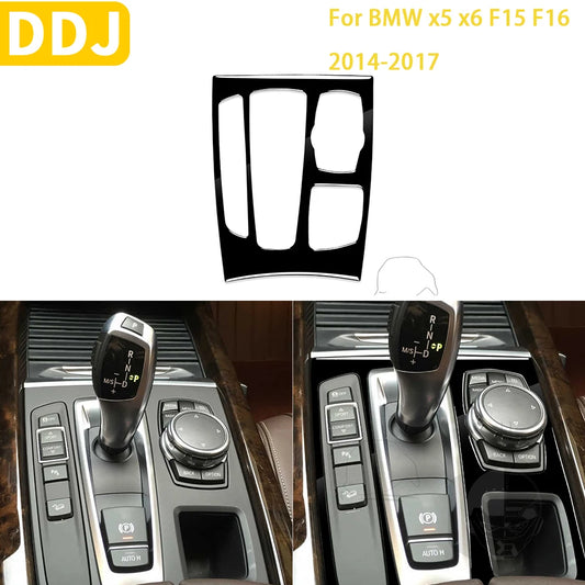 For BMW X5 X6 F15 F16 2014-2017 Accessories Car Glossy Piano Black Interior Gear Panel Trim Sticker Modification Decoration