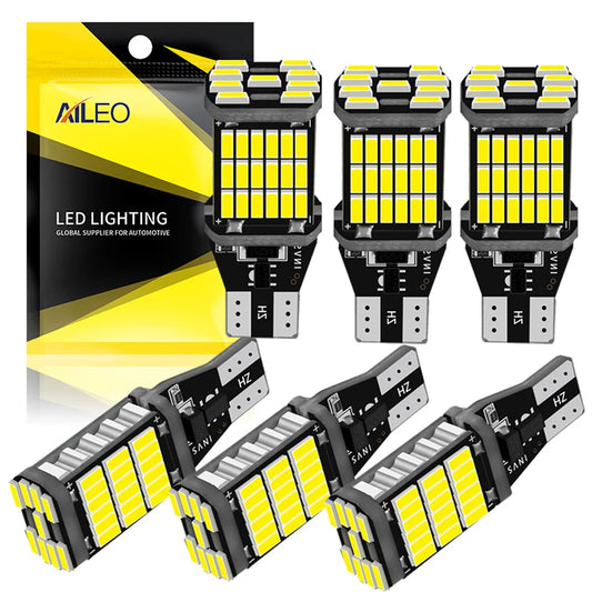 AILEO 6PCS T15 W16W 921 912 T16 902 LED Bulbs High Power 45pcs 4014SMD Super Bright 1200LM Replace For Car Reversing Light White