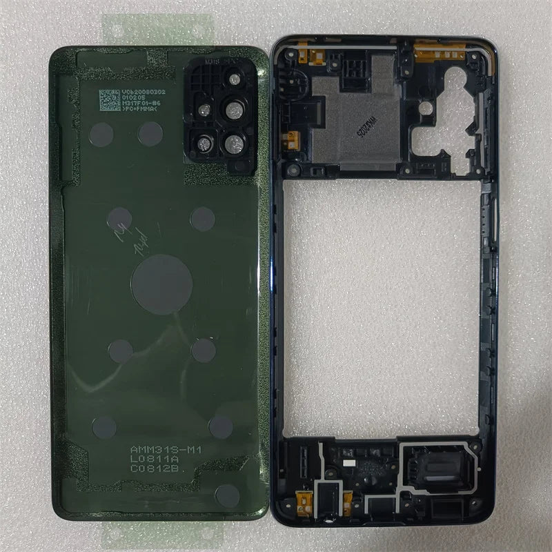 For Samsung Galaxy M31S 5G M317F Phone Housing Middle Frame+Battery Back Cover Case Panel Lid Rear Door+Camera Lens Repair Parts