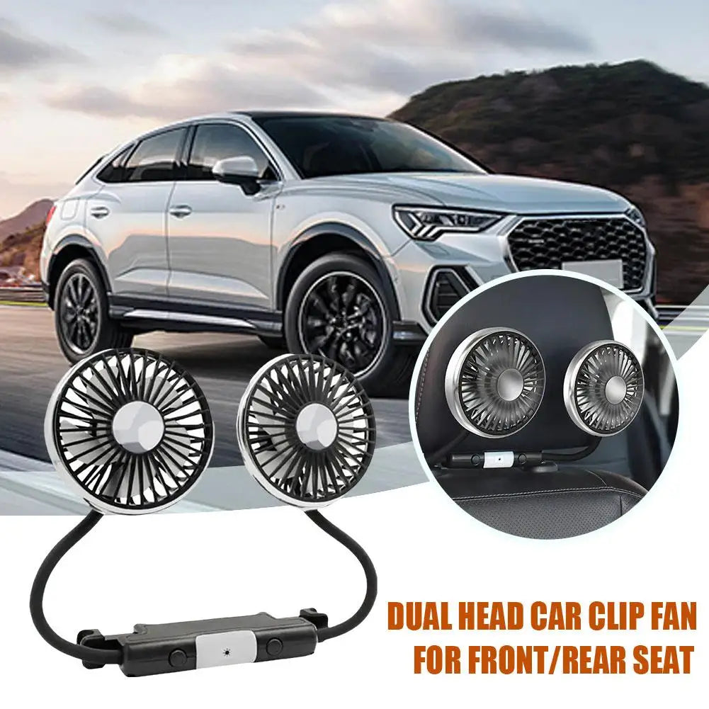 360 Degree Rotatable Car Cooler Fan Dual Head Car Rear Seat Auto Cooling Fan Low Noise Cooling Fans Car Electrical Appliances