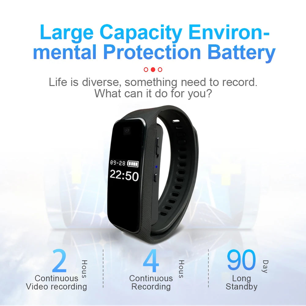 HD 1080P Mini Camera Smart Bracelet Portable Wearable Video Recording Camcorder Wristband Camera Audio Sport DVR Watch