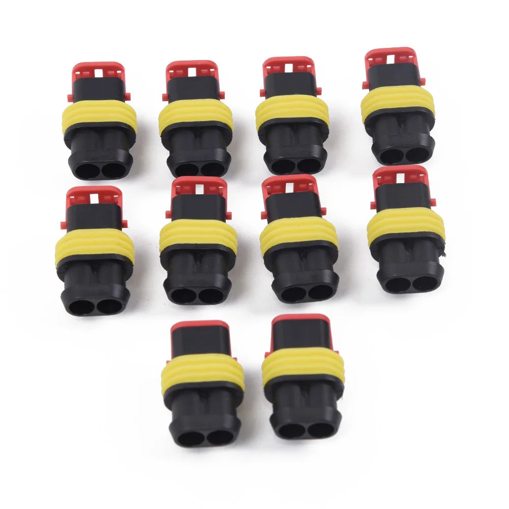 10Sets Car 2Pin Way Sealed Waterproof Electrical Wire Harness Connector Plug Electrical Equipment Supplies Accessories