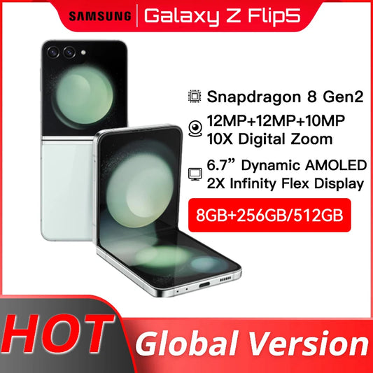 Global Version Samsung Galaxy Z Flip5 Octa Core 6.7" 120 Hz Dynamic AMOLED 2X Dual-SIM Android AI Smartphone F731B