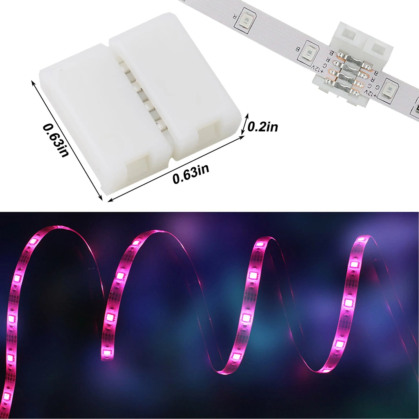 LED Strip Solderless Connector For 5050/3528 RGB Strip 10 PCS 4-Pin 10mm Electrical Equipment Supplies Accessories