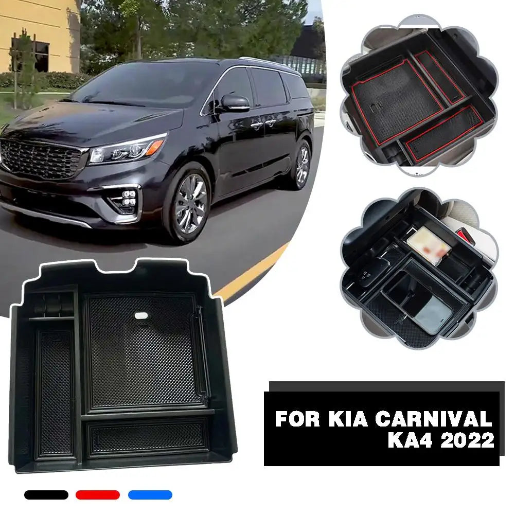 Car Central Armrest Storage Box For Kia Carnival KA4 2022 Interior Accessories Center Console Flocking Organizer Containers X2K8