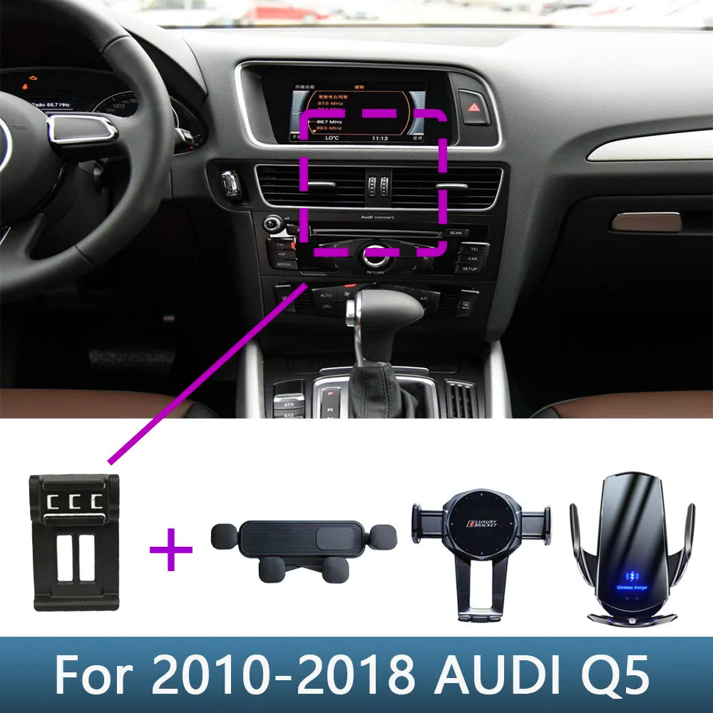 For AUDI Q5 2010 2011 2012 2013 2014-2018 Car Phone Holder Special Fixed Bracket Base Wireless Charging Interior Accessories