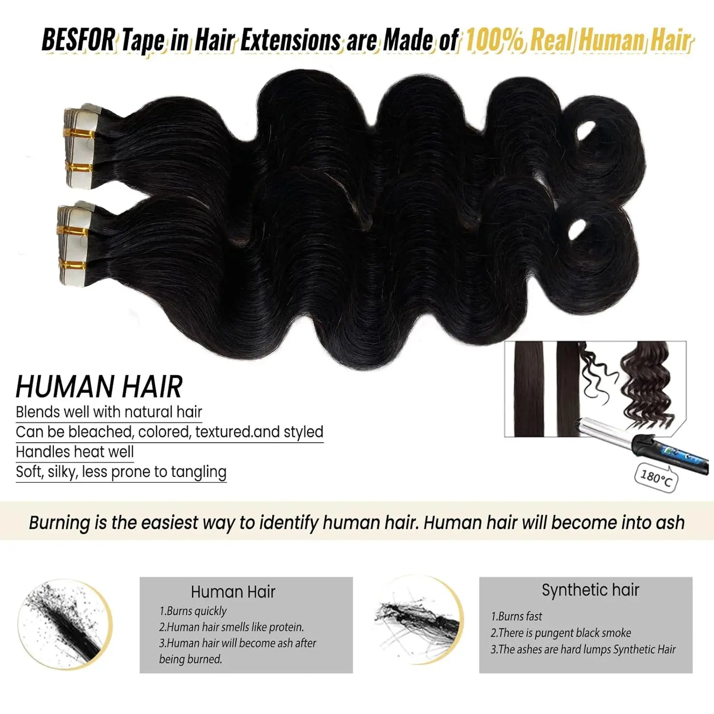 Tape In Human Hair Body Wavy Wave Extensions For Black Woman 100% Real Remy Human Hair Skin Weft Adhesive Glue Natural Black #1B