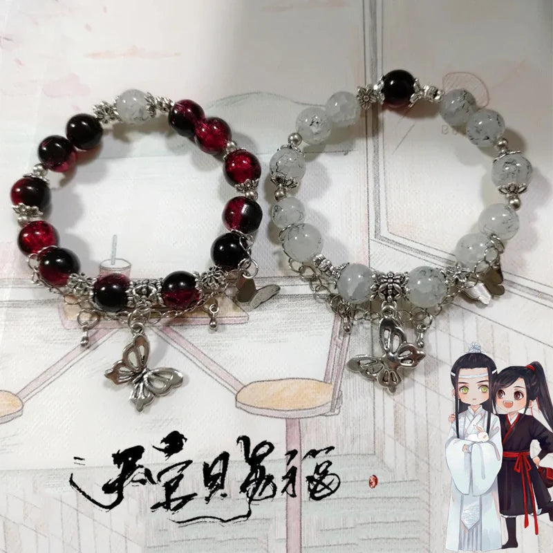 Anime Heaven Official’s Blessing Hua Cheng Xie Lian Cosplay Bracelet Tian Guan Ci Fu Butterfly Pendant Beaded Bracelets Jewelry