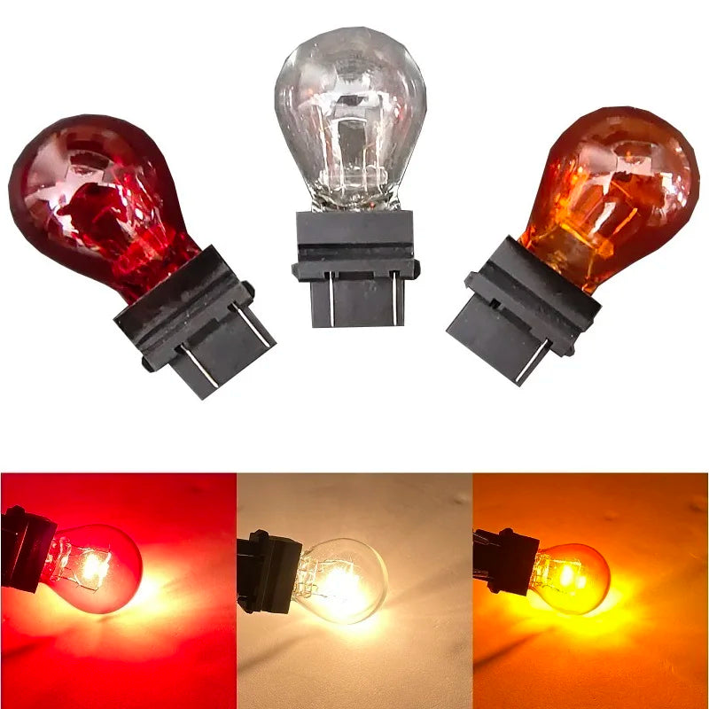 2pcs T25 3156 3157 P27W 12V 27W clear car external Turn signal Lights bulb halogen lamp high quality Amber white Red