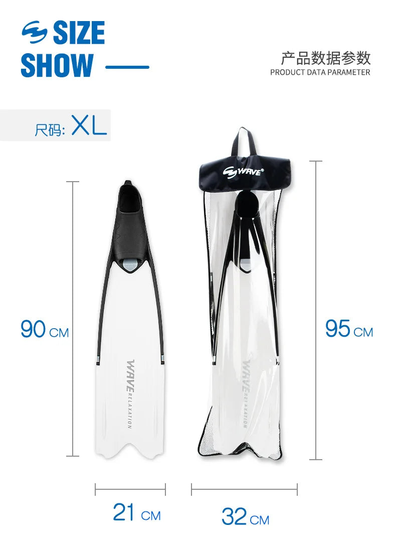 Professional Long Swimming Fin Adult Snorkel Foot Flippers Youth Free Diving Fins Water Sport Lightweight Equipment new 2023