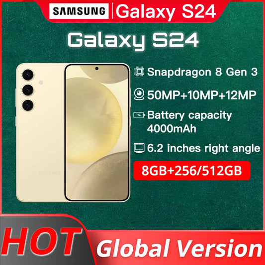 Global Version Samsung Galaxy S24 Snapdragon 8 Gen 3 6.2" 120Hz AMOLED 2X Display 50MP Triple Camera Android AI Smartphone 2024