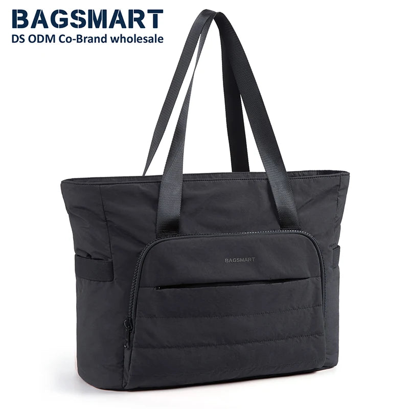 BAGSMART Tote Bags for Women Lightweight Tote Bag with Yoga Mat Strap Shoulder Bag Handbags for Travel Work Gym Shopper Bag