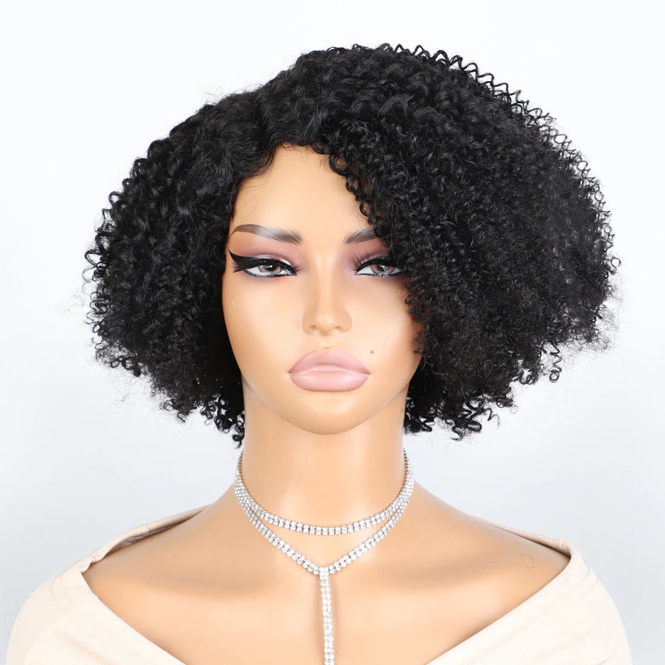 Short Bob Lace Wig Afro Kinky Curly Brazilian Deep Curly Human Hair Wig With Baby Hair Pixie Water Wave Bob Wig For Black Women