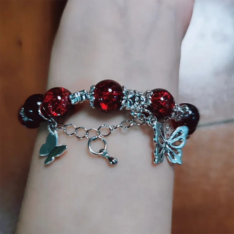 Anime Heaven Official’s Blessing Hua Cheng Xie Lian Cosplay Bracelet Tian Guan Ci Fu Butterfly Pendant Beaded Bracelets Jewelry