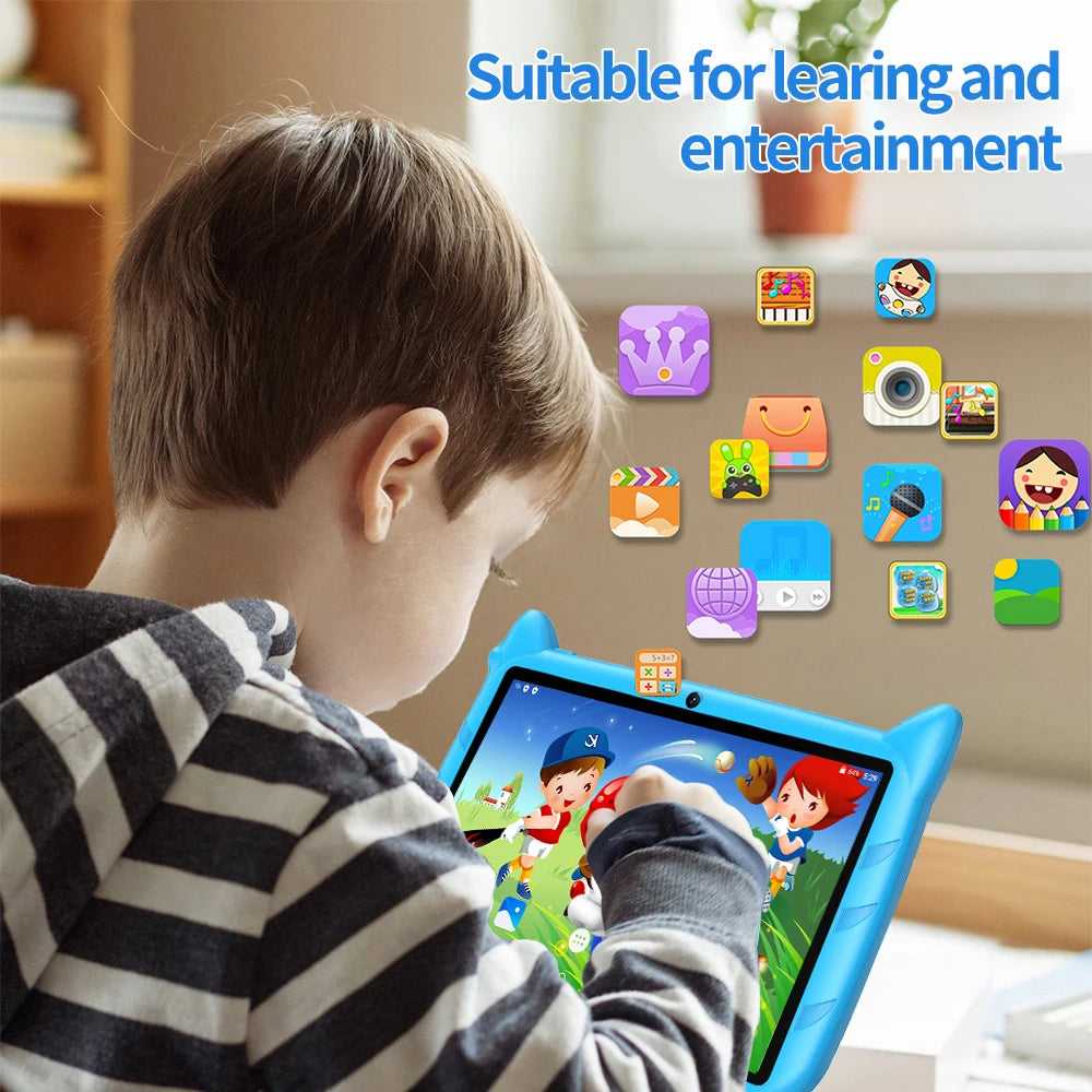 7 Inch Kids Tablets Children's Gifts Learning Education Android Tablet PC Quad Core 4GB RAM 64GB ROM 5G WiFi Bluetooth Cameras