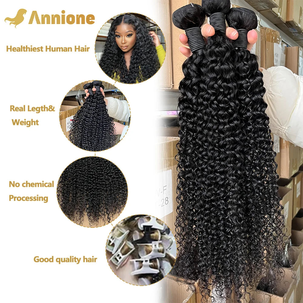 Curly Wave Bundles 26 inch Bundles Brazilian Hair Bundles Natural Black Color 1B 100% Human Hair Bundles Remy Hair Extensions