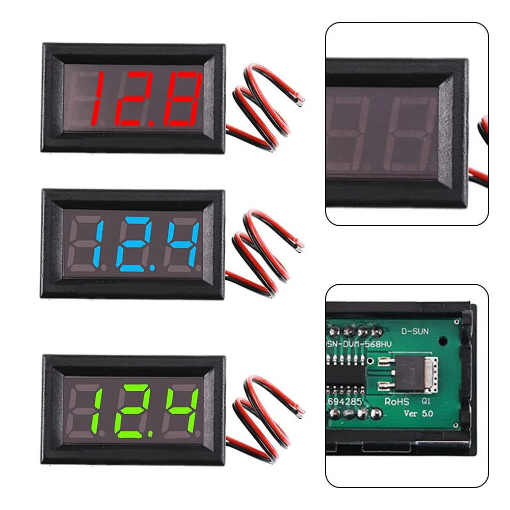 0.56 Inch LED Digital Voltmeter Voltage Table DC 5-120V DSN-DVM-568HV LED Display Panel 100KΩ Electrical Equipment Supplies