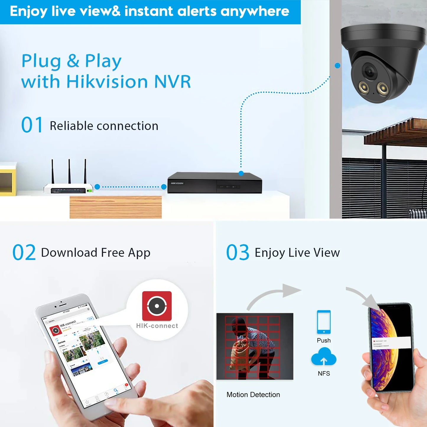 Hikvision Compatible ColorVu Black 5MP Dome POE IP Camera 8MP Home Security CCTV Camera 30m  H.265 P2P Plug&play IPC