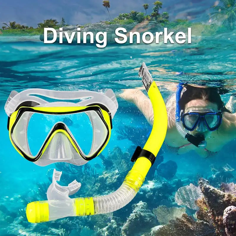 Scuba Diving Masks Snorkeling Set Adult Anti-Fog Anti-Leak Dry Snorkel Set Goggles Glasses Swimming Pool Equipment 3 Colors