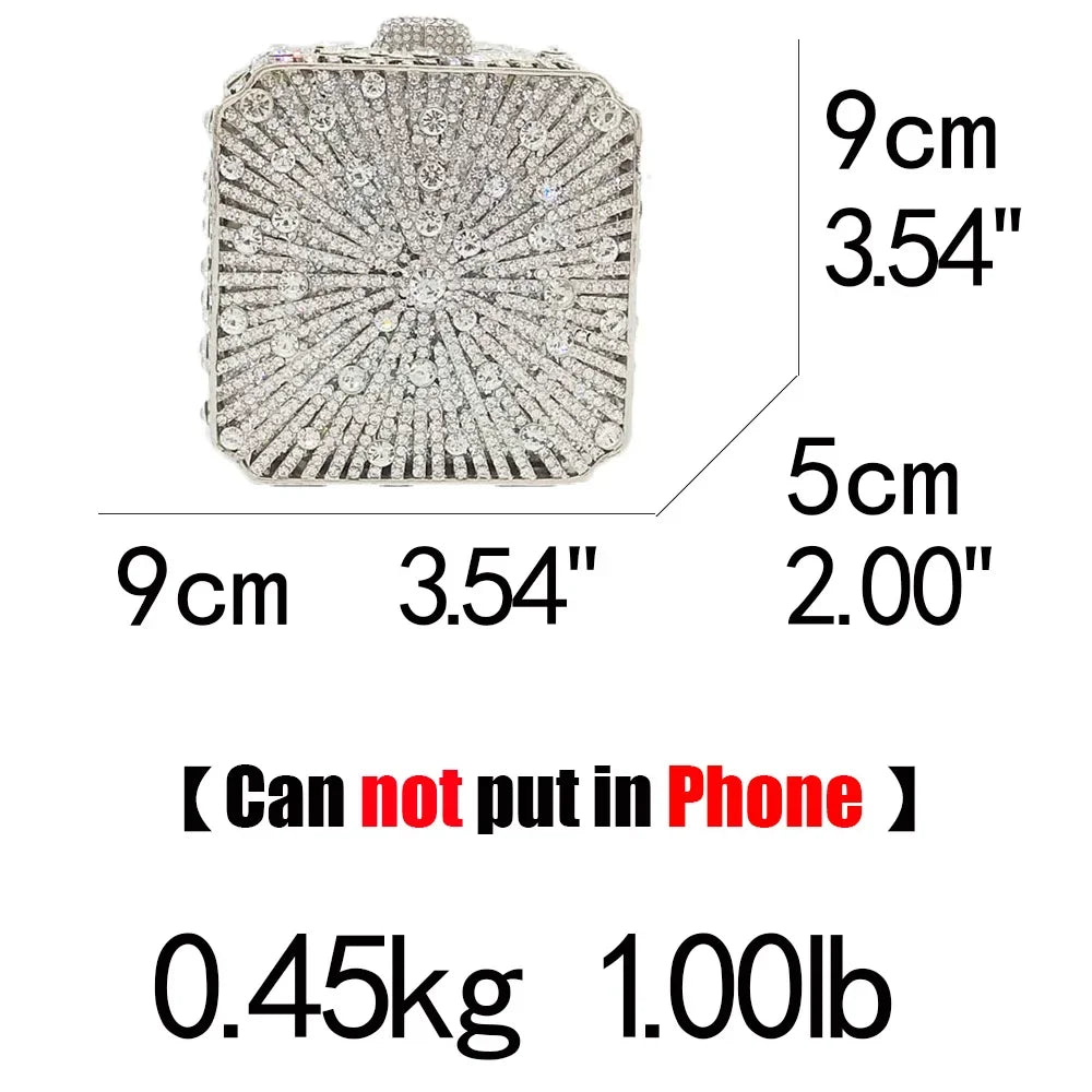 Boutique De FGG (in stock) Crystal Women Evening Clutch Bag Wedding Bridal Minaudiere Box Rhinestone Handbags and Purses