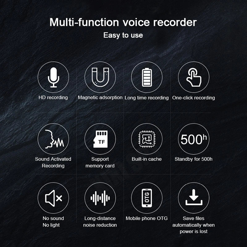 Mini voice activated recorder 500 hours digital recording device professional sound dictaphone audio micro record portable small