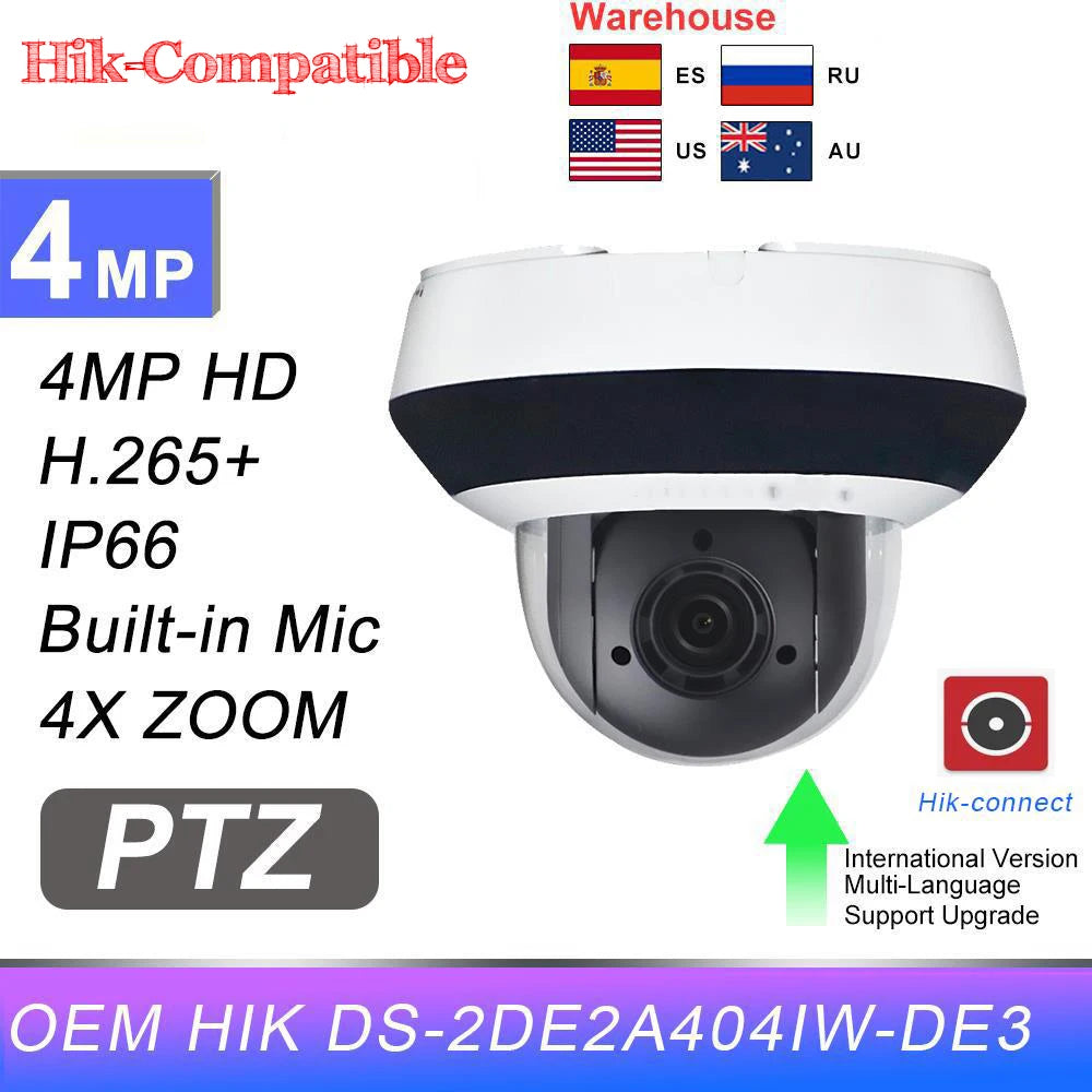 Summer Sale Hikvision OEM 4MP PTZ IP Camera 4X Zoom Security Surveillance CCTV Camera Hik-connect replace DS-2DE2A404IW-DE3