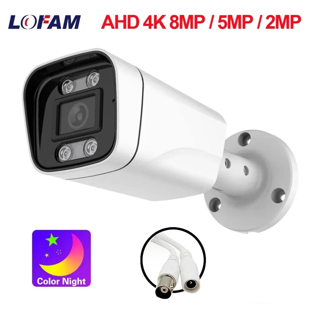 4K 8MP AHD Camera 5MP 2MP CCTV Video Surveillance Home Security Outdoor Waterproof White Bullet Color Night Vision Camera 1080P