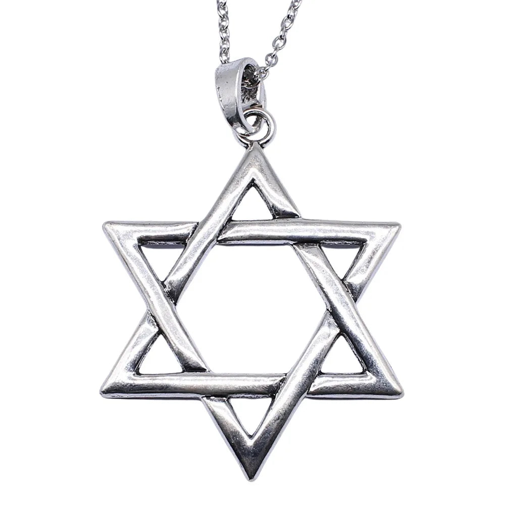 Fashion 3 Colors 75x59mm Large Star Of David Pendant Necklace For Women Men Punk Hiphop Long Chain Necklace Jewelry Accessories