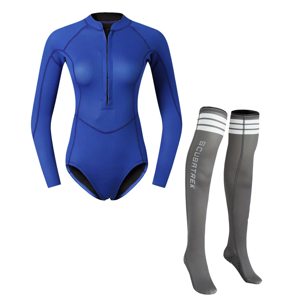 2MM 3MM Long Sleeve  Women Wetsuit Jacket and Long Socks  For  Kitesurf  , Free dive