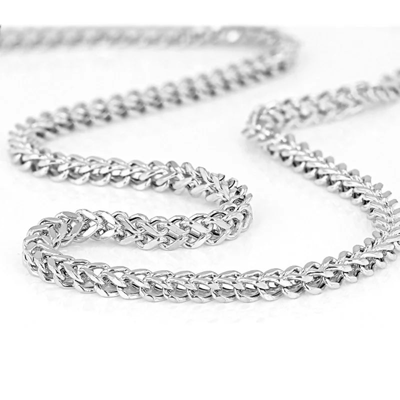 Vnox 3mm Franco Chain Necklaces for Men, Never Fade Stainless Steel Foxtail Chain, Cubic Double Layered Cuban Geometric Chain