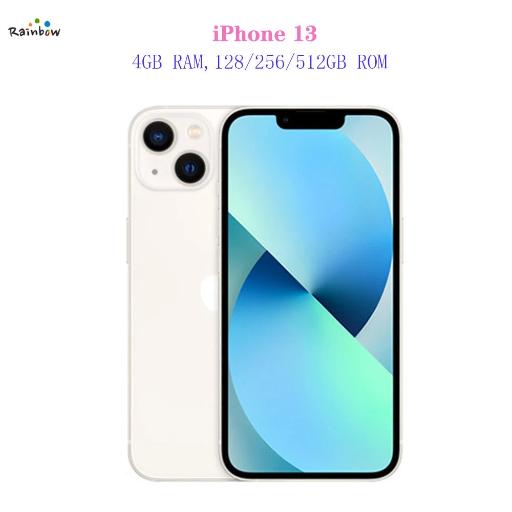 Face ID Original Apple iPhone 13 128GB/ 512GB 5G LTE Mobile Phone NFC IOS A15 Bionic Hexa Core 6.1'' 12MP&12MP 3240mAh