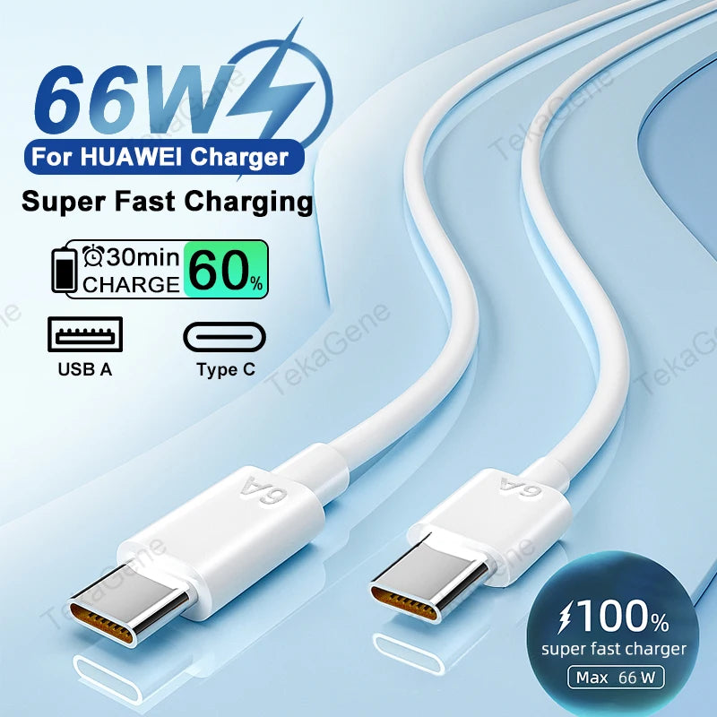 PD 66W Fast Charging Cable USB Type C Cable For  Xiaomi 13 Huawei  P30 Notebook USB A to Type C Fast Charger Cable Data Cables