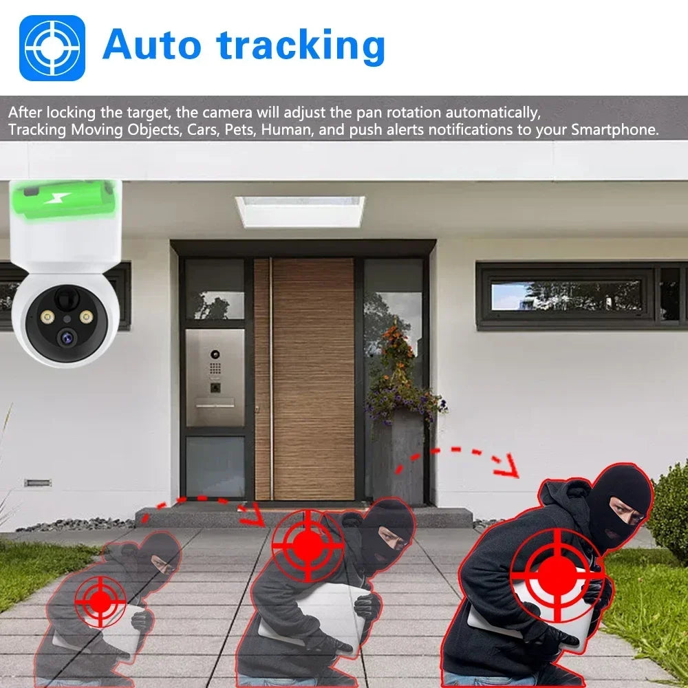 5MP WiFi PTZ Camera Home Indoor Built-in Battery Wireless IP Surveillance Camera AI Detect Auto Tracking Security Baby Monitor