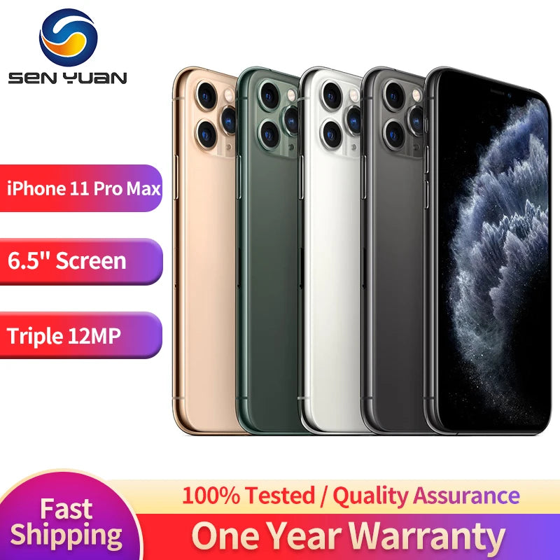 Apple iPhone 11 Pro Max 64GB/256GB/512GB ROM 6.5" OLED Face ID RAM 4GB A13 Bionic IOS 4G LTE Original 11 pro max Mobile Phone