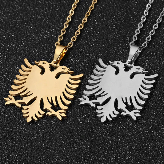 Fashion Albania Eagle Pendant Necklace for Women Men Gold/Silver Color Party Engagement Annivers Stainless Steel Jewelry Gifts