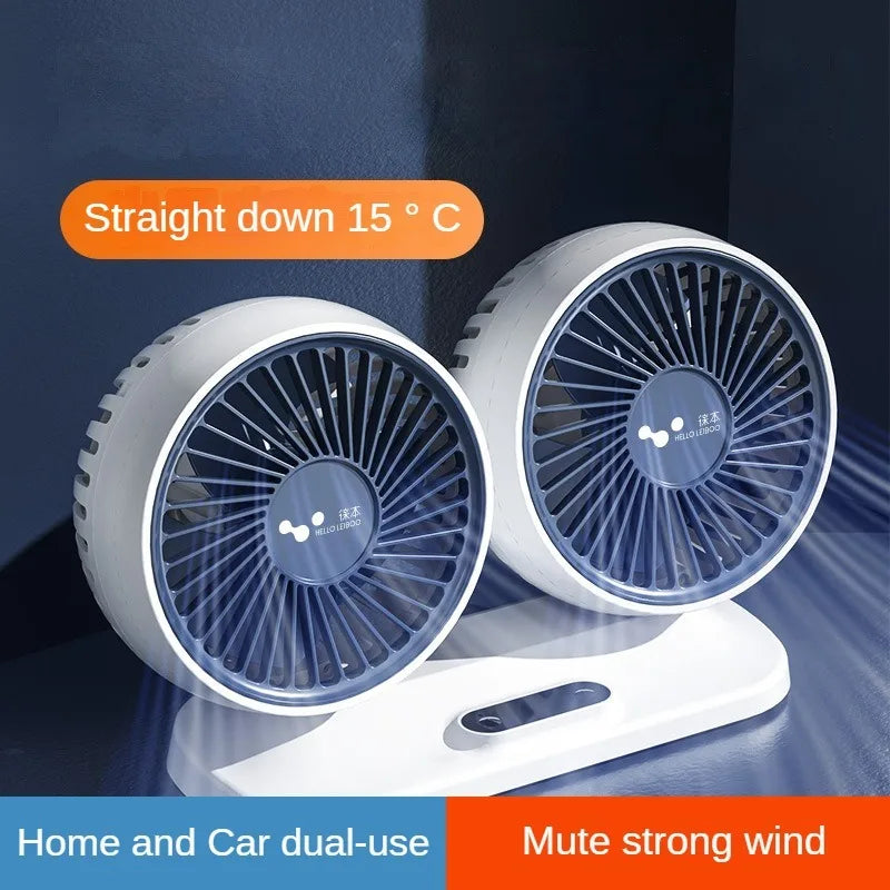 LEIBOO Car Fan Cooling Car Fan Dual Head USB Car Fan 3 Speeds Adjustable For Auto Cooler Air Fan Home Car Electrical Appliances