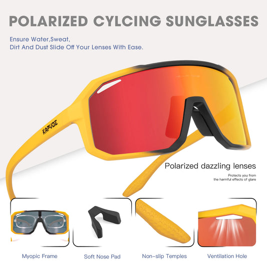 Kapvoe Cycling Glasses Men Cycling Sunglasses MTB UV400 Polarized Built-in Myopia Frame Bicycle Goggles Outdoor Sports Eyewear