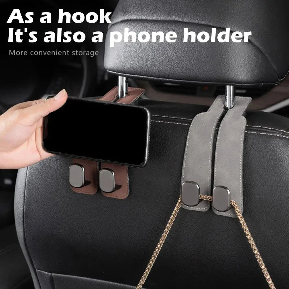 Car Seat Headrest Hook Universal Phone Holder Suede Hanging Hooks Car Interior Accessories for Tesla Kia BMW Audi2023