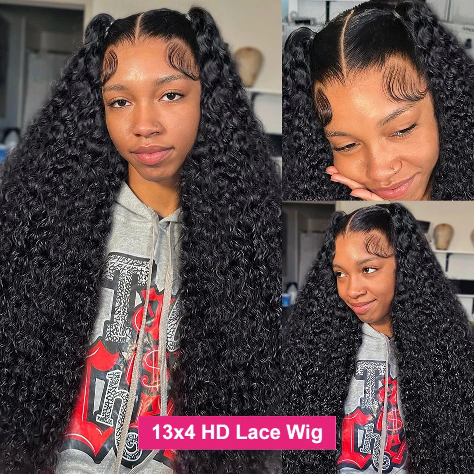 36 Inch Curly Lace Front Human Hair Wigs For Black Women Pre Plucked Brazilian Hair 13x4 Deep Wave Frontal Wig 13x6 Hd Lace Wig