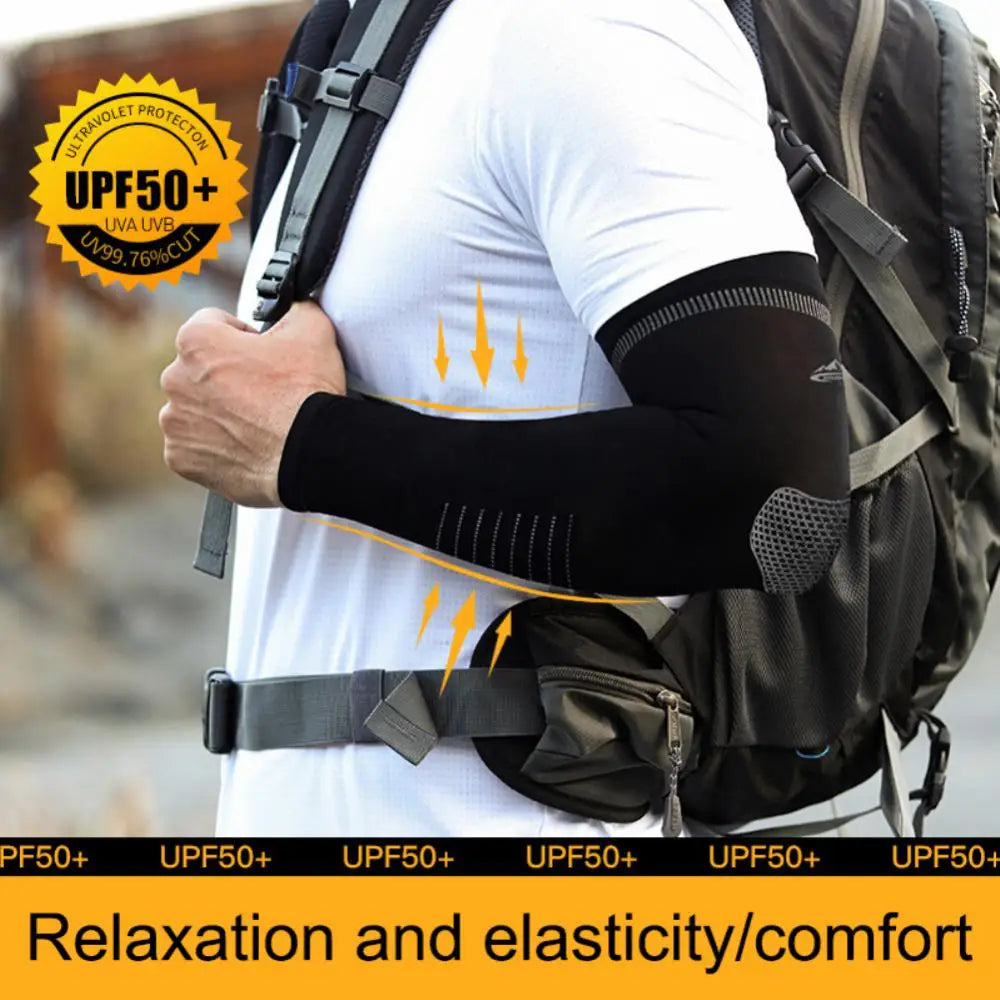 New Ice Silk Sleeves Men's Cycling Quick-drying Breathable Arm Sleeves UV Protection Elastic Tattoo Sleeves For Driving Fishing