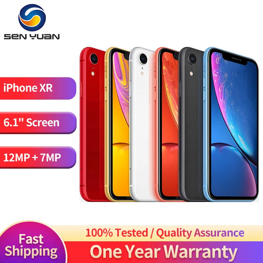 Apple iPhone XR Used 4G LTE Mobile Phone Unlocked 6.1" Display 3GB RAM 64GB/128GB/256GB ROM 12MP Camera IOS iphone XR CellPhone