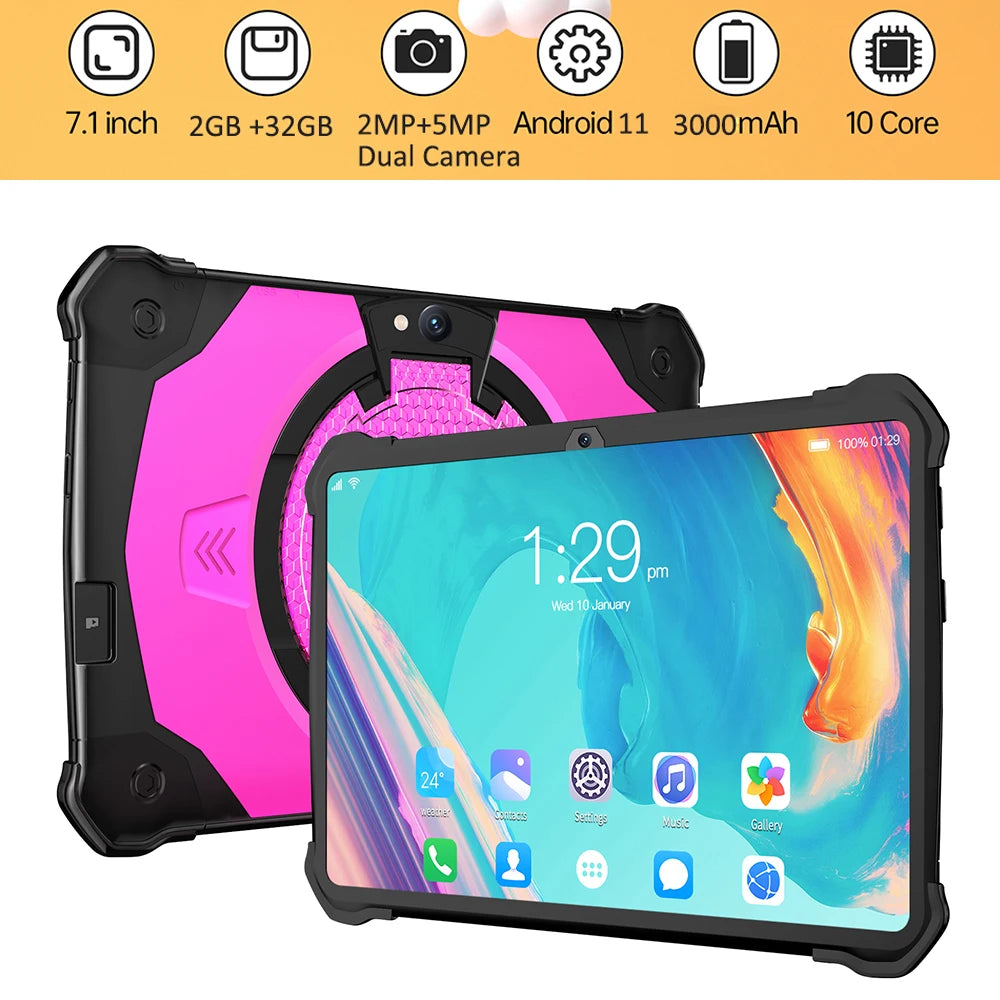 Android 11 Learning Tablet for Kids 7 Inch 2GB 32GB Kids Tablet HD Dual Cameras Toddler Educational Toy Gift for Children