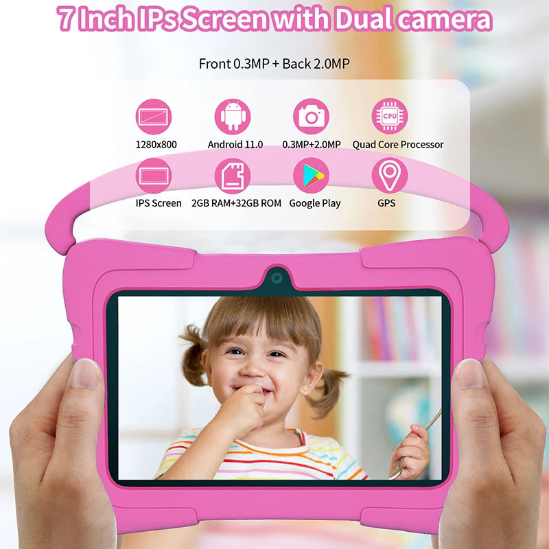 7 Inch Kids Tablet Android11 64G Learning Education Tablet WiFi Safety Eye Protection Screen Toddler Educational Toy Gift