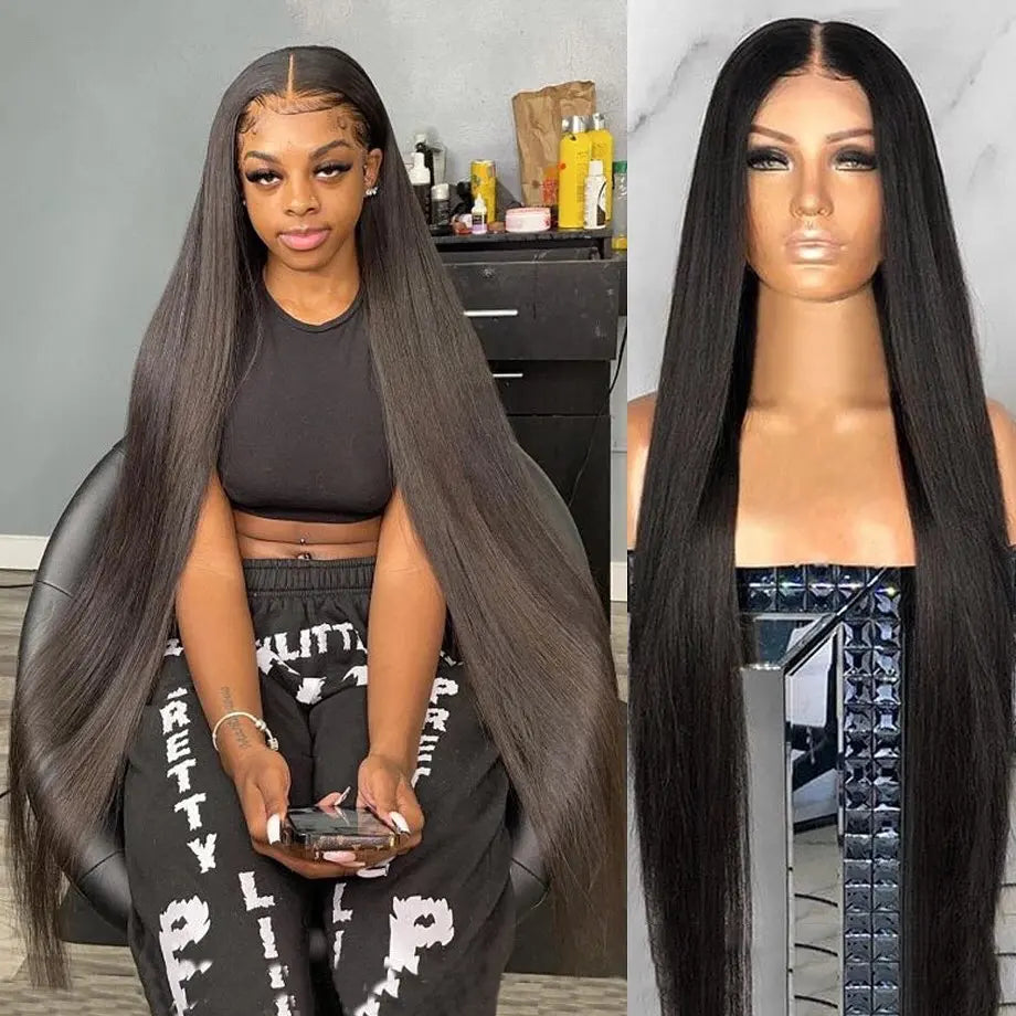 40 42 Inch Bone Straight 13x6 Hd Lace Frontal Human Hair Wig 13x4 Brazilian Pre Plucked Hair Wig Human Hair Wigs For Black Women