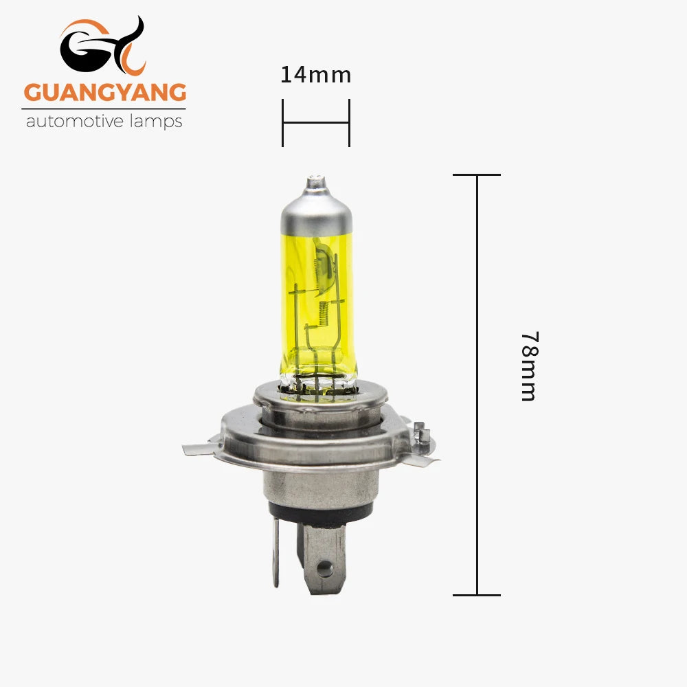 2 Pcs H4 9003 HB2 12V 60/55W P43T Yellow Lights Car Lights Headlight Auto Fog Lamps Halogen Bulbs